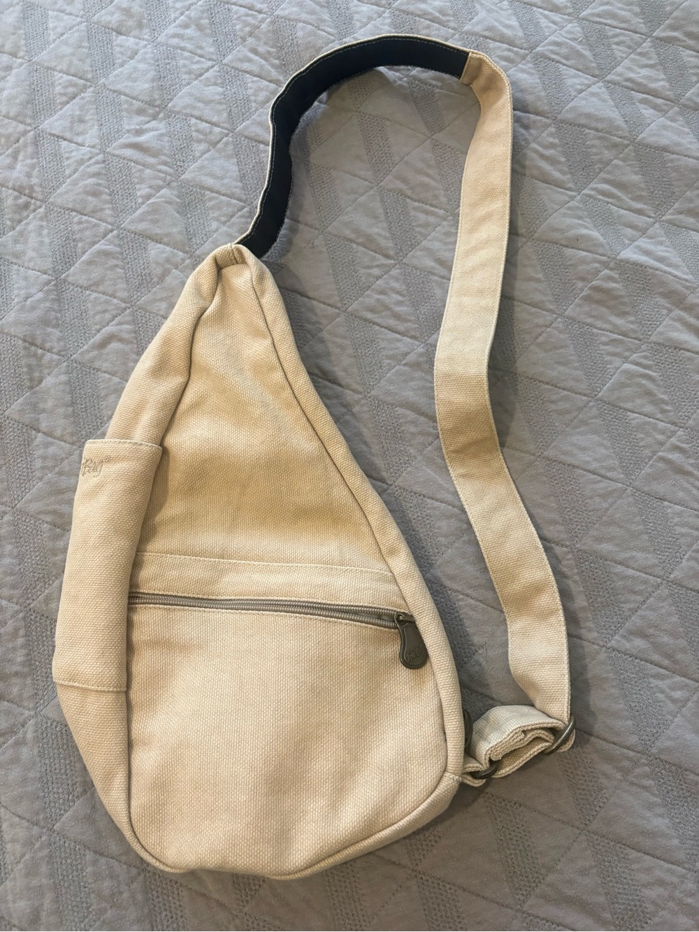 AmeriBag Beige Canvas Ergonomic Sling Crossbody Travel Bag